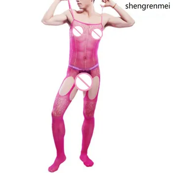 Shengrenmei Seksualus Apatiniai Vyrų Plius Dydis Bodysuit Naujovė Mans Rožės Raudonos Spalvos Apatinis Trikotažas Egzotinių Naktiniai Drabužiai Vyrams Jumpsuit Gyvenimo Sleepwear