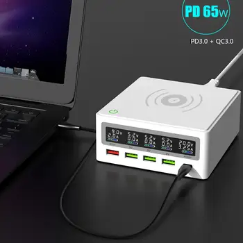 5-Port QC3.0 USB C Tipo PD 65W Maitinimo Adapteris 