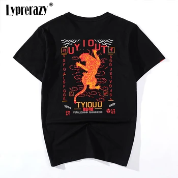 Lyprerazy Harajuku Japonija Etninės Tigras Spausdinimo vyriški marškinėliai Vyrams marškinėliai vyrams Hip-Hop Top Tee Kinijos Medvilnės marškinėliai