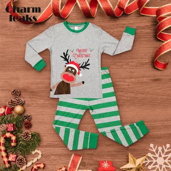 Charmleaks Vaikams Kalėdų Pižama Nustatyti ilgomis Rankovėmis Nauja Kalėdos Sleepwear Vaikų Oda-draugiškas, naktiniai drabužiai Vaikas Homewear Nustatyti 2-7 Metų