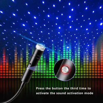 Romantiška Atmosfera Patalpų Dekoro USB Įkrovimo Automobilio Stogo Star Naktį Šviesos Projektorius Plug And Play Balso Kontrolė Salono Lemputė B