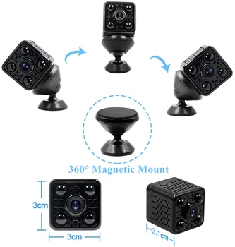 4K Min Wifi Kamera Maža Belaidė Auklė Cam Home Security Vaizdo įrašymo Kameros Naktinio Matymo Judesio Aptikimo Nuotolinio Stebėti