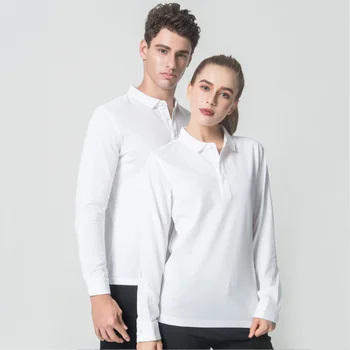 YOTEE rudenį verslo aukštos kokybės ilgomis rankovėmis polo marškinėliai LOGO grupė užsakymą POLO marškinėliai šukuotos medvilnės vyrų ir moterų užsakymą marškinėliai