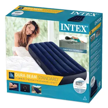 INTEX Pripučiamas čiužinys sunku Šviesos Klasikinis Netikrosios Vieno oro lova pripučiama dvigulė lova, kempingas, mėlyna Spalva