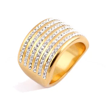 Aukso Spalvos Nerūdijančio plieno Papuošalai moterims 5 Eilės Kristalų Žiedai