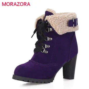 MORAZORA 2020 karšto pardavimo sniego batai moterims pulko rusija išlaikyti šiltą rudens-žiemos batai nėrinių aukštakulniai batai moterims batų