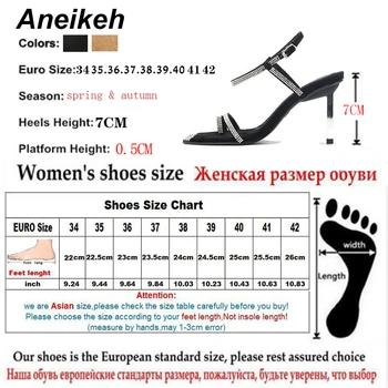 Aneikeh Mados Pulko Bling KRISTALŲ Aukštakulniai Sandalai Moterims Aikštėje Galvos Čiurnos Dirželis Gladiatorių Sandalai Vasarą Šalies Batų Dydis 42
