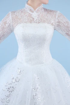 Baltoji Princesė Pigūs Merginos Vestuvių Suknelės 2020 Naujų korėjos Retro Stiliaus Nėrinių Pusė Rankovėmis Aukštu Kaklu Nuotakos Suknelė vestido de noiva