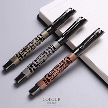 9Pcs Elegantiškas Tuščiaviduriai Dizaino prabangūs Fontanas Pen 0,5 mm F Plunksnų Metalo Dažai Rašiklių Verslo Dovanų Didmeninės