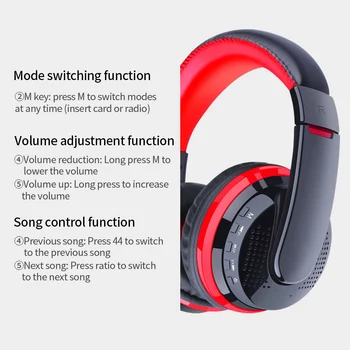 Bluetooth 5.0 belaidė laisvų rankų įranga Galvos montuojamas Bass Stereo auriculares Paramos Reguliuojamas earmuffs Su Mikrofonu Žaidimų Ausinės
