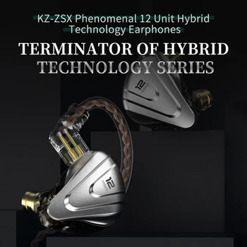 KZ ZSX Terminatorius 5BA 1DD Hibridas-ear Ausinės HIFI Metalo Rankų įrangą, Muzikos, Sporto ZS10 PRO AS12 AS16 ZSN PRO