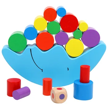 Kūdikių Ankstyvojo Mokymosi Mediniai Blokai Žaislas Mėnulis Balansavimo Rėmo, Kūdikiui Švietimo Žaislas Spalvinga Medienos Blokai Vaikams, Žaislai