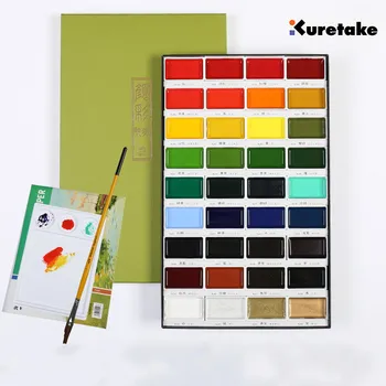 Kuretake tirpių kietųjų akvarelės dažų 36 spalvas pasirinkti pigmento meno reikmenys saldainių dėžutė