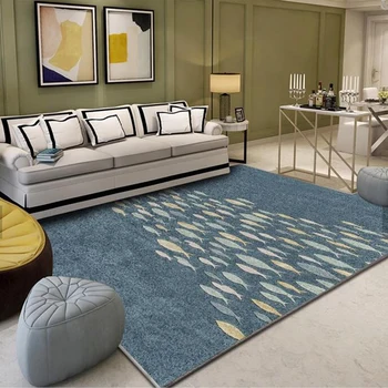 Šiaurės stiliaus INS populiarus žalia nepalieka plaukų 3D atspausdintas kilimas, didelis dydis apdaila, miegamasis plotas kilimas