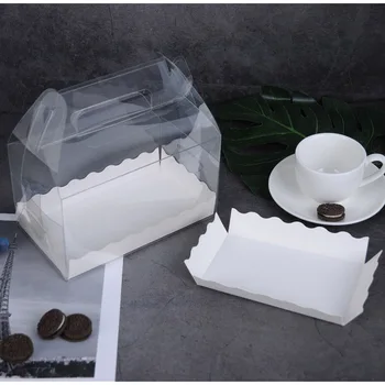10 Aiškių Kepyklų Cake box plastiko, popieriaus bloknotas skaidrus Gimtadienio Roll Tortas turėtojas konteinerių kartoninė pakuotė, pakuotės maišelis