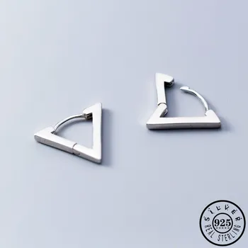 925 Sterlingas Sidabro Mažų Geometrinių Trikampio Formos, Žiedai, Auskarai, Auskarų Juoda Spalva Šalies Ausies Žiedai Kpop Earings Moterims