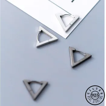 925 Sterlingas Sidabro Mažų Geometrinių Trikampio Formos, Žiedai, Auskarai, Auskarų Juoda Spalva Šalies Ausies Žiedai Kpop Earings Moterims