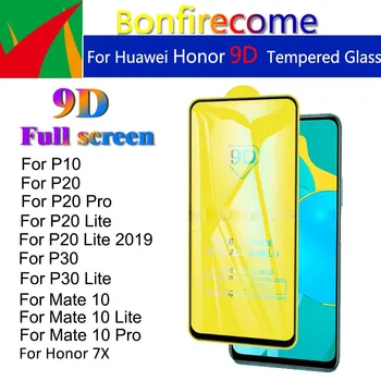 10vnt 9D Visiškai Padengti Grūdinto Stiklo Huawei P10 P20 Pro 30 Lite Ekrano apsaugos Mate 10 Pro 10 Lite Garbę 7X Saugos Filmas