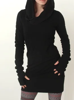 2020 m. rudens/žiemos eBay vientisos spalvos ilgomis rankovėmis piršto moteriški drabužiai atsitiktinis ir patogus temperamentas lieknėjimą juosmens suknelė