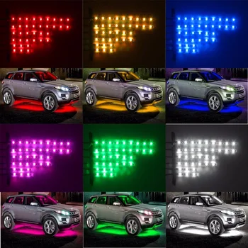 AOZBZ Automobilių stiliaus 6PCS RGB Lipdukai Vioce Kontrolės LED Automobilį, Motociklą Švyti Šviesos 5050SMD Lankstaus Neono Juostelių Rinkinys Chopper Rėmelį