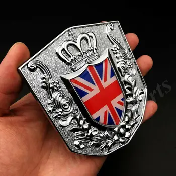 3D Metalo Sąjungos Jack JK Vėliavos Royal Crown VIP Automobilio Priekinės Grotelės Logotipas Ženklelis