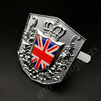 3D Metalo Sąjungos Jack JK Vėliavos Royal Crown VIP Automobilio Priekinės Grotelės Logotipas Ženklelis
