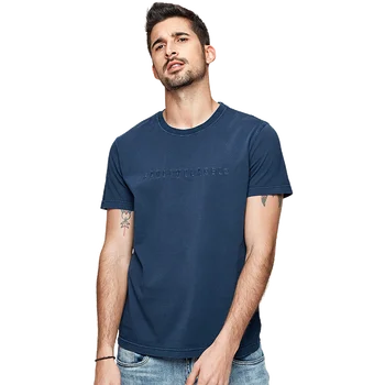 KUEGOU vyriški marškinėliai trumpomis rankovėmis mados Raštais išsiuvinėta marškinėlius vasarą, medvilnės marškinėliai vyrams viršuje plius dydis BT-21639