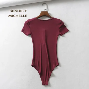 BRADELY MICHELLE jumpsuits moterų 2018 mados vatos pagaliukai Seksualus slim trumpas rankovės o-kaklo megzti bodysuits moterų klubo outwear