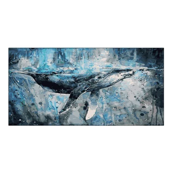 60x120cm Didelio formato Tapybos Numeriai Mėlyna Didelis Banginis Naftos Vandenyne Gyvūnų Skaitmeninis Piešimas Skaičiais Modulinės Tapybos Namų Dekoro
