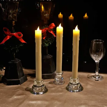 Dramblio kaulo Flameless Led Žvakės Laikmatis su baterijomis, nepaprastas gyvenimas-kaip mirgėjimas liepsnos Nekilnojamojo vašku rinkinys, 3 Gimtadienio Šventė