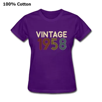 1958 m. Derliaus Klasikinis 61 Metų Gimtadienį Drabužių Motinos Diena Dovanos T-Shirt Moterims Užsakymą Padėkos Geriausia dovana Tee Marškinėliai