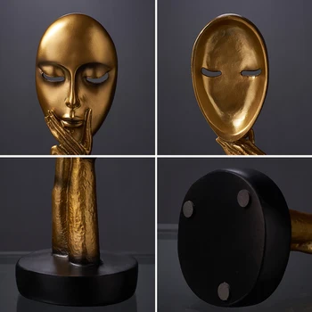 Namų Dekoro Priedai Tyla-Aukso Statulas Apdaila Žmogaus Veido Statula Abstrakti Skulptūra Afrikos Namų Dekoro
