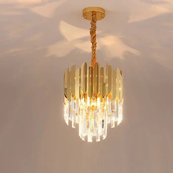 LED Postmodernaus Nerūdijančio Plieno Crystal Art Deco Liustra Apšvietimo Blizgesio Pakabos Šviestuvas Lampen Kabinti Lempas Fojė