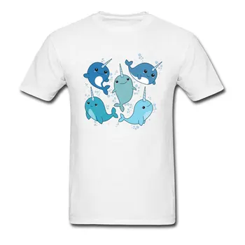 Narvalas Modelis T-shirt Vyrams Grafinis Asmeninį Tees O Kaklo Darbo Dieną Medvilnės Marškinėlius Kawaii trumpomis Rankovėmis Viršūnes Banginis Marškinėliai