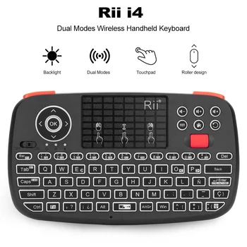 Rii i4 Mini ispanų Klaviatūros 2.4 G Bluetooth Dvigubos Rūšių Laikomo Fingerboard Apšvietimu Pelės Touchpad Nuotolinio TV Box