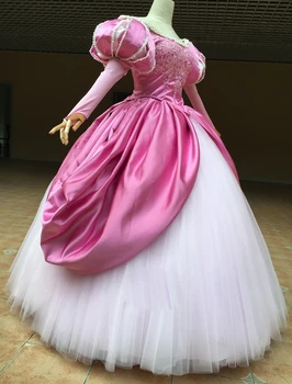 2020 Aukščiausios Kokybės Princesė Arielis Cosplay Kostiumų Rožinė Suknelė Rankovės Su Pearl Suaugusiųjų Moterų Helovinas Šalis