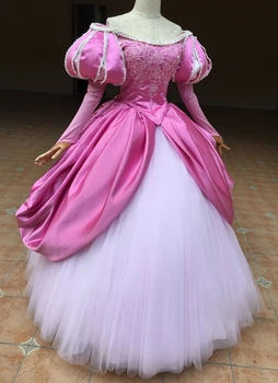 2020 Aukščiausios Kokybės Princesė Arielis Cosplay Kostiumų Rožinė Suknelė Rankovės Su Pearl Suaugusiųjų Moterų Helovinas Šalis