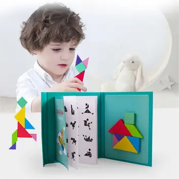 96 Galvosūkiai Magnetinio Tangram Vaikams, Žaislai Montessori Ugdymo Magija Knyga Tiktų 23GD