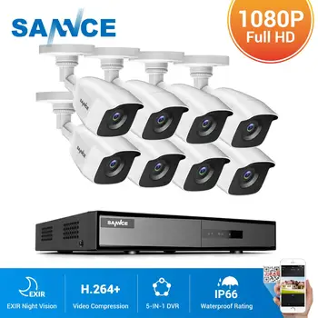 SANNCE 8CH 1080P Lite Vaizdo Apsaugos Sistemos 5IN1 DVR Su 6X 8X 1080P TVI Protingas IR Lauko Vandeniui VAIZDO Stebėjimo Kameros