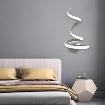Modernus Spiralinis LED Siena Šviesos Akrilo Geležies Sconces Lempos Sieninis laikiklis TV Foną, Naktiniai staleliai, Lempa Kambarį Miegamojo Puošmena