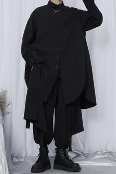 IEFB /vyriški drabužiai japonija stiliaus ilgas, trumpas, priekyje trumpas atgal ilgai asimetrinė šoninės šakutės prarasti gražus marškinėliai vyrams ilgomis rankovėmis 9Y2512