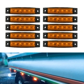 30x 6 LED lemputė SMD 24V Oranžinė Balta Raudona Sunkvežimių Priekabos Pikapas Šoniniai Gabaritiniai Rodiklio Žibintus, karavanas traktoriaus kart