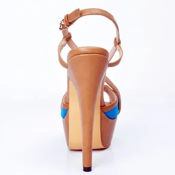 SHOFOO batai.Saldus madingų moterų batai, dviejų spalvų odinis, about14.5 cm aukščio kulnas basutės,moteriški sandalai. DYDIS:34-45