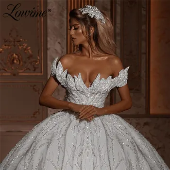 2020 Blizgančių Blizgučiai Prabanga Artimųjų Rytų Vestuvių Suknelės Vestido De Novia Su Ilgai Traukinio Dubajus Maroko, Saudo Arabijos Nuotakos Suknelė