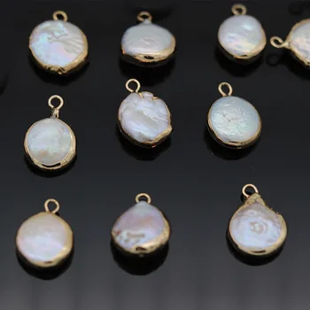 3pcs Oblate Formos Natūralių Gėlavandenių Perlų Žavesio Pakabučiai už Karoliai, Apyrankės Aksesuarai, Papuošalai Priėmimo 
