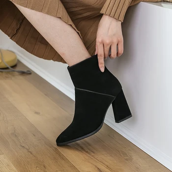 Moterų batai natūralios Odos, plius dydis 22-26.5 cm kojų ilgis pažymėjo tne pusėje užtrauktukas žiemos batai moterims zapatos