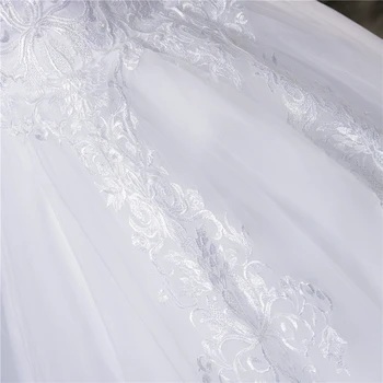 ZJ8150 2019 2020 naujas Baltos spalvos Dramblio kaulas nuo Peties Moterų Suknelė Paprasta Princesė Vestuvių Suknelės brides Nėriniai
