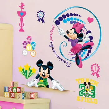 Animacinių filmų Disney Mickey Minnie Sporto Susitikimas Sienų Lipdukai vaikų Darželio Vaikai Kambariai Namų Dekoro Sienos Lipdukai PVC jam prilygintą išsilavinimą Meno Tapetai