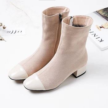 Naujas Moterų Bateliai Aukštakulniai Slydimo batai žiemą Ruožas, kojinės, batai, elegantiškas Aikštėje aukšti kulniukai batai moterų Plius dydis 32 - 44