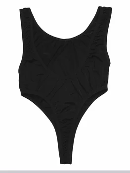 Moterų Erotinis apatinis Trikotažas Bodysuit Sekso Aukštos Sumažinti Backless Žr.-per Thong Leotard Bodysuit Rankovių Skaidrus, naktiniai drabužiai